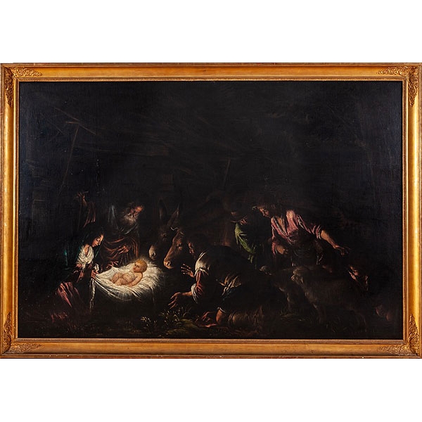 Taller de los Basano, escuela italiana S.XVII &quot;La Adoración de los pastores&quot;