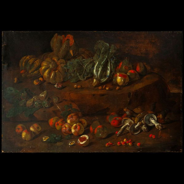 Escuela Barroca del Círculo de Camprobín, Pedro de (Almagro, Ciudad Real, 1605 - Sevilla, 1674) bodegón de frutos de otoño