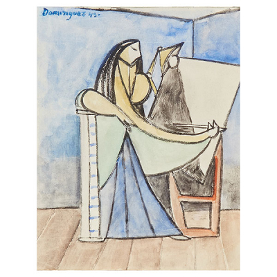 Óscar Domínguez (La Laguna, Tenerife, 1906-Paris, Francia, 1957) La pintora. Gouache sobre papel.