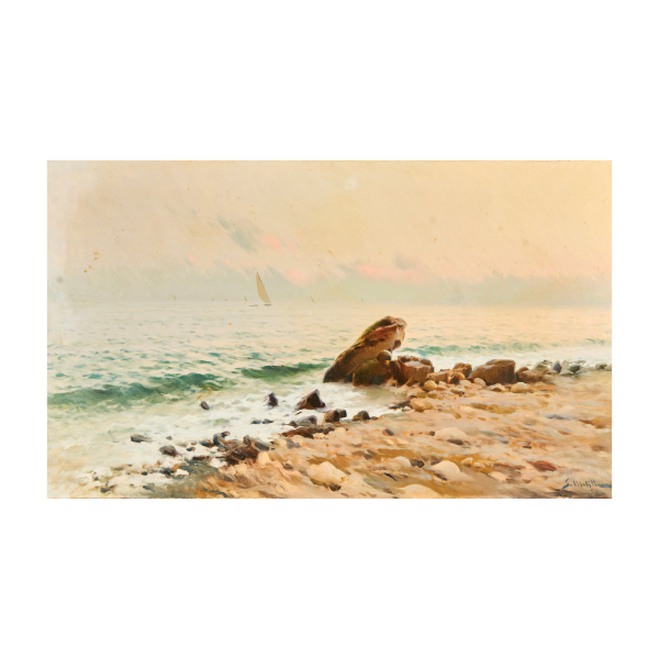 Segundo Matilla Marina (Madrid, 1862-Teià, Barcelona, 1937)  Marina.  Óleo sobre tela. Firmado. 