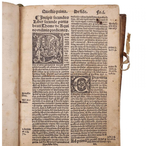 SANTO TOMAS DE AQUINO. "EXPLICIT TABULA ALPHABETICA LIBRI INTITULATI..." París: Francisci Regnault, 1520.