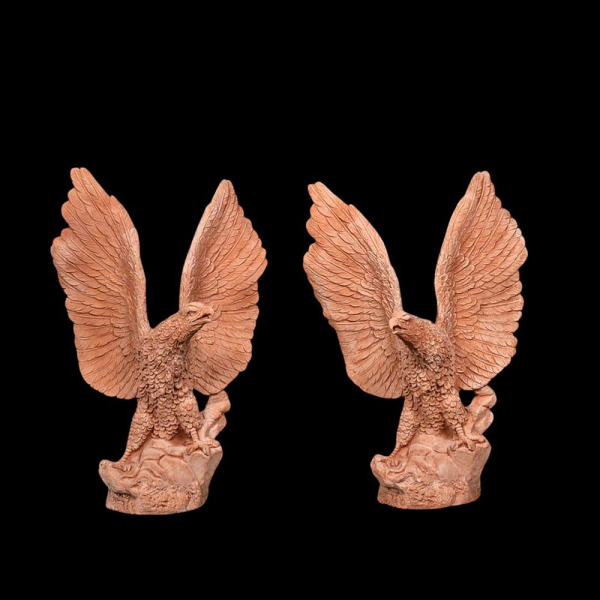 Pareja de Grandes Águilas italianas en terracota Impruneta siglo XX