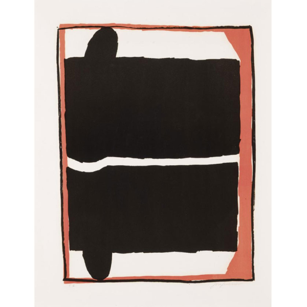 José Guerrero. "Rojo y negro (1975)". Litografía sobre papel BFK Rives. Firmada