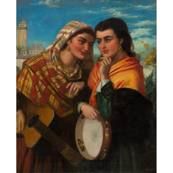 Robert Kemm (Londres, 1837-1895)  Confidencias.  &Oacute;leo sobre tela. Firmado en el &aacute;ngulo inferior derecho. 