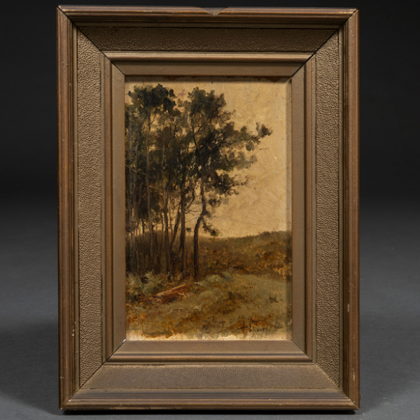 &quot;Paisaje con árboles&quot; AGUSTÍN LHARDY (Madrid, 1847-1918)