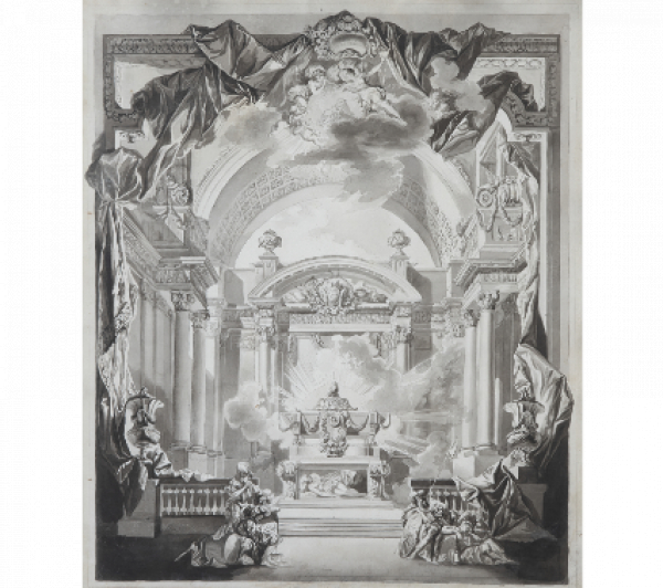LUIS PARET Y ALCÁZAR (Madrid, 1746-1799)  Diseño de un monumento de Semana Santa para el Consistorio bilbaíno  h. 1780-1782 