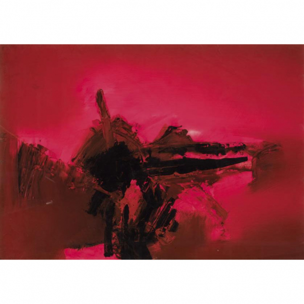 Luis Feito (1929 - 2021).   "Sin título". Gouache sobre papel. Firmado 