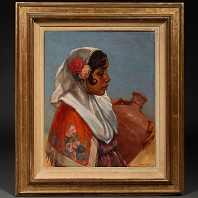 &quot;Petit Gitane au Cantaros&quot;  CHARLES BISSCHOPS(Bélgica, 1894-1975) 