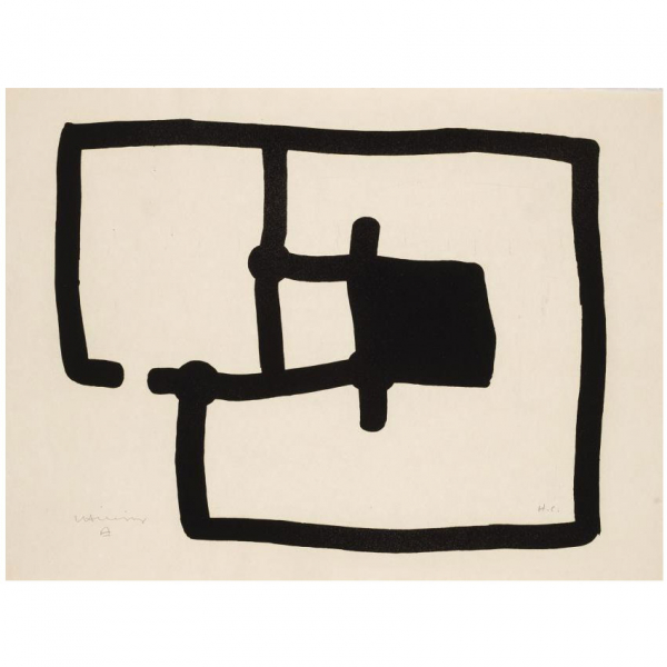 Eduardo Chillida. "Zedatu II (1991)". Aguafuerte al az&uacute;car sobre papel jap&oacute;n. Firmado en el &aacute;ngulo inferior derecho.