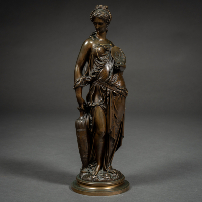 &quot;Alegoría de la pintura&quot; Escultura en bronce con patina en negro.  EMILE BOYER (Act. 1903-1953)