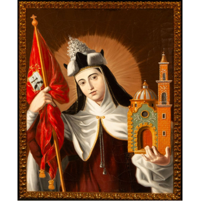 "Santa Teresa como doctora de la Iglesia". Escuela Novohispana, Siglo XVIII.   &Oacute;leo sobre lienzo. 