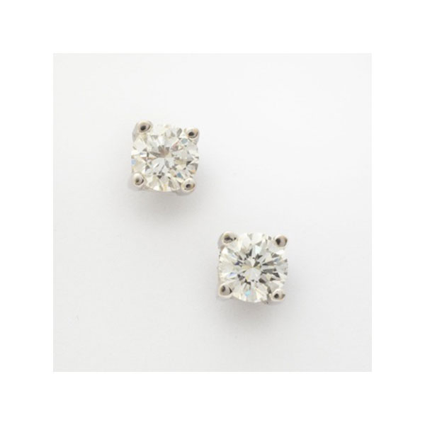 Pendientes solitarios en oro blanco con diamantes talla brillante