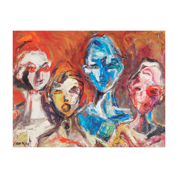 Jaume Muxart Domènech (Martorell, Barcelona, 1922-Barcelona, 2019) Quatre, 1988. Óleo sobre tela. Firmado.
