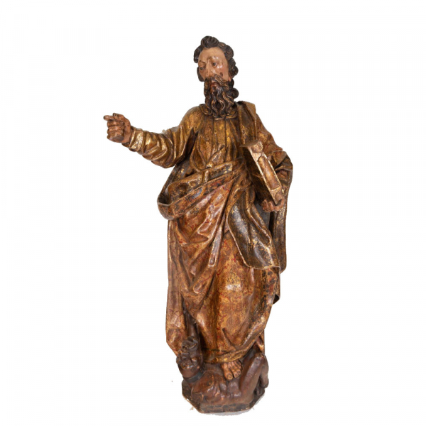 San Bartolomé, importante talla en madera, escuela Gótica Catalana o Valenciana de finales del siglo XV.