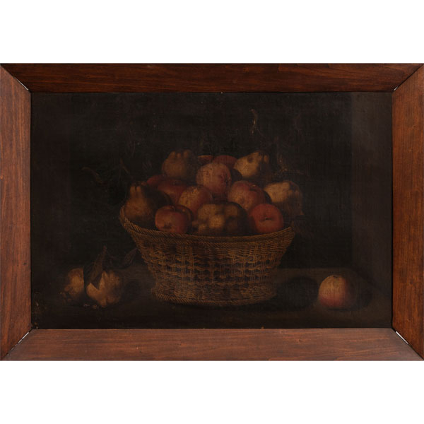 &quot;Bodegón de cesta con membrillos y manzanas&quot; Técnica: Óleo/Lienzo  Medidas: 60 x 78 cms.