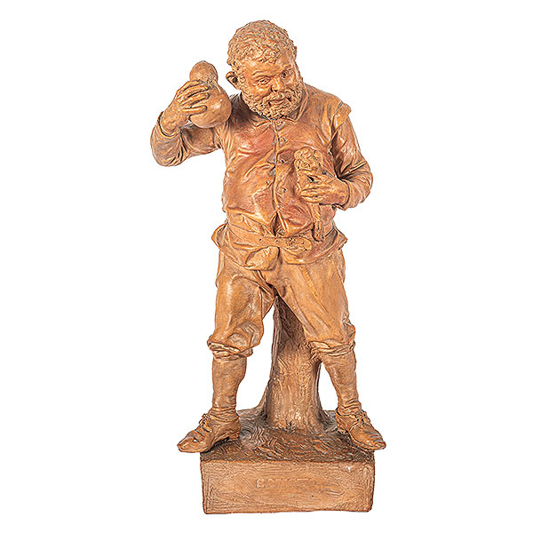 Joan Roig Solé (Reus, Tarragona, 1835-Barcelona, 1918)  Sancho Panza.  Escultura en terracota 