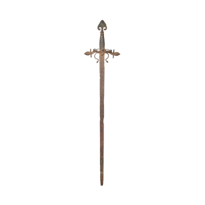 Espada medieval de corte y empuje en hierro forjado, fles. del s.XV.