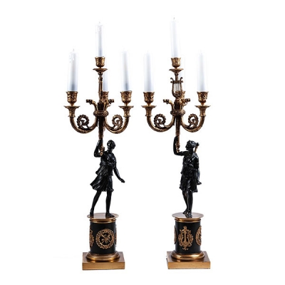 Pareja de candelabros bronce estilo Imperio