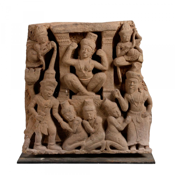 Friso de santuario con la salida del príncipe Siddharta Gautama hacia la vida ascética. Camboya. Angkor Vat. Siglo XIII. 