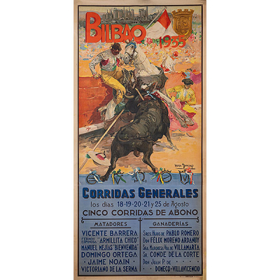 &quot;Cartel Litográfico de la corrida general de la plaza de toros de 1935&quot; ROBERTO DOMINGO (París 1883 - Madrid, 1956)  Impresión Ortega, Valencia.