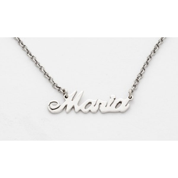Cadena y colgante en oro blanco con el nombre "Maria".