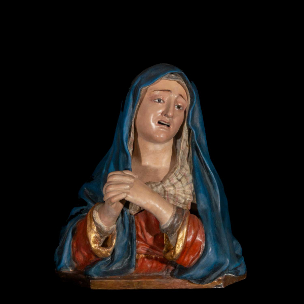 Dolorosa, atribuída a Diego Antonio de Mora López, escultor (1658-1729), escuela Barroca Granadina del siglo XVIII.