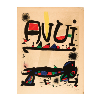 Joan Miró i Ferrà (Barcelona, 1893-Palma de Mallorca, 1983)  Diari Avui, 1975.  Litografía sobre papel vitela de Arches. 