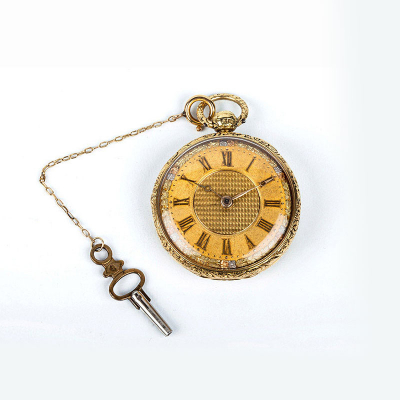 Delicado reloj lepine inglés, nº 2048, en una bella caja de oro 18 K y la trasera en guilloché, con contrastes de Londres, 1868.
