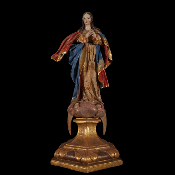 OBRADOR DE PEDRO DE MENA - Posiblemente Andrea (1654-1734) y Claudia de Mena (1655-?) - Importante Virgen Inmaculada en Gloria de gran tamaño
