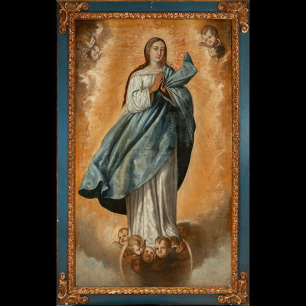Escuela Novohispana del siglo XVII - Inmaculada Concepción.   Óleo sobre lienzo.
