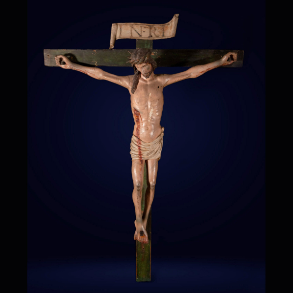 Excepcional Cristo Tardo Medieval - Transición al Renacimiento, Maestro Gótico Hispano-Flamenco de Valle del Rin activo en el Norte de Castilla entre siglos XV a principios del siglo XVI.