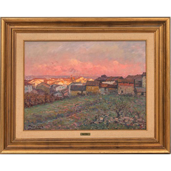 JUAN BAYÓN SALADO "BAY-SALA"   (Logroño 1913 - Bilbao 1995)  "Villanueva de la Vera, Cáceres"  Firmado: Bay - Sala  Óleo / Lienzo 
