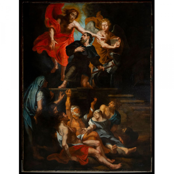 Maestro espa&ntilde;ol o italiano del siglo XVII. Escena religiosa. &Oacute;leo sobre lienzo. 