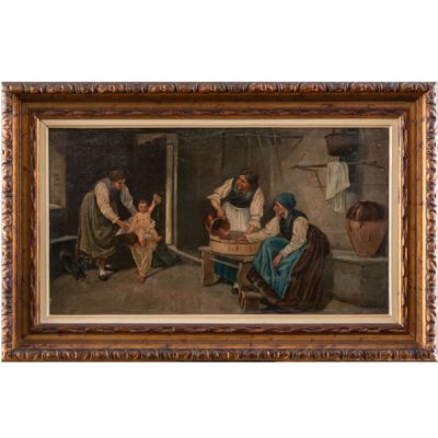 &quot;Hora del baño&quot; Autoría: Escuela Francesa, Siglo XIX