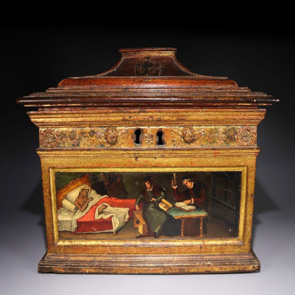 Raro Cofre de Médico italiano del Renacimiento, Milán o Vizcay siglo XVI.