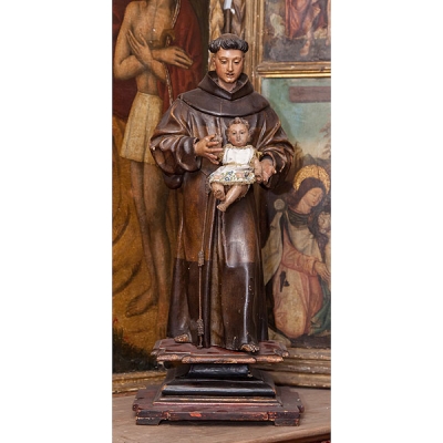 &quot;San Antonio con el Niño&quot; de madera Castilla S.XVII