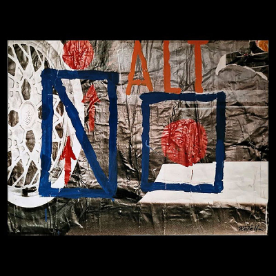 Mimmo Rotella (Catanzaro, 1918 - Milán, 2006) - Alt (1990).    Décollage y pintura sobre papel entelado por el artista.
