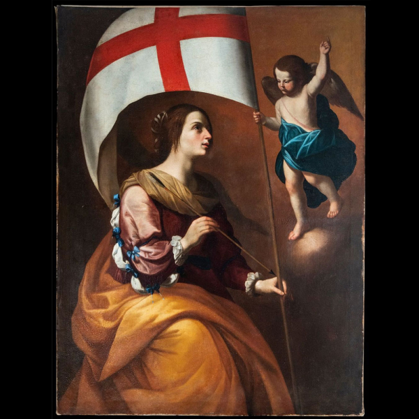 "Santa &Uacute;rsula" MAESTRO ROMANO O NAPOLITANO del Siglo XVII.   &Oacute;leo sobre lienzo. 