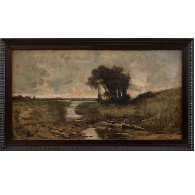 &quot;Paisaje con lago&quot;  Autoría: MANUEL RAMOS ARTAL(Madrid, 1855-1910) 