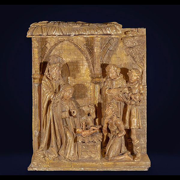 Relieve de Estilo Neogótico representando la Adoración de los Pastores, escuela alemana de finales siglo XIX.