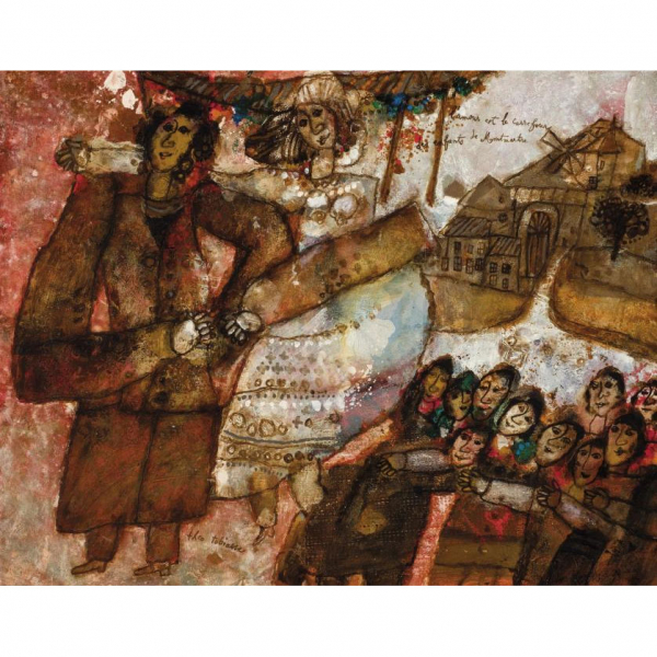 Theo Tobiasse (1927).    &quot;L&#039;amour est le carrefour des enfants de Montmartre&quot;. Óleo sobre lienzo.
