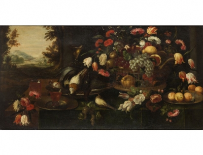 ATRIBUIDO A FRANCISCO BARRERA (c. 1595-1658).  Bodegón de flores