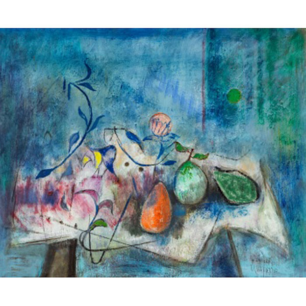 ANTONIO GUIJARRO   (Villarrubia de los ojos, Ciudad Real 1923 - Madrid 2011)  &quot;Frutas&quot;  Firmado: Guijarro  Óleo / Tabla