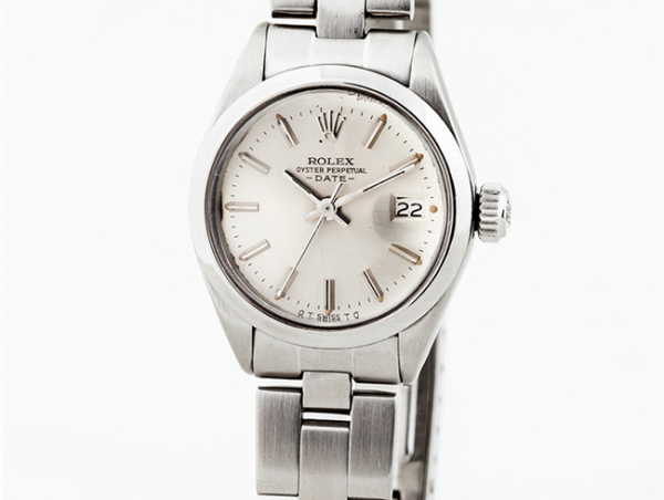 Reloj suizo vintage, sra. ROLEX, Mod. 'Oyster Perpetual', y brazalete de acero 'President'.