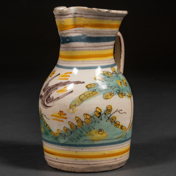 Jarra de vino en cerámica de puente del arzobispo del siglo XVIII.