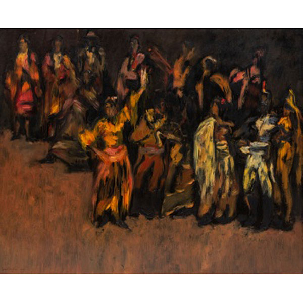 IÑAKI GARCÍA ERGÜÍN   (Bilbao 1934)  "Carmen, antes de la corrida"  Firmado: García Ergüín 1999  Óleo / Lienzo