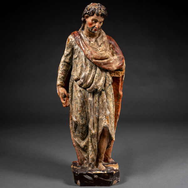 &quot;Santo&quot; Escultura en madera tallada y policromada del siglo XVI.  Atribuida a Juan de Anchieta