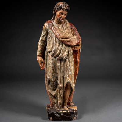 &quot;Santo&quot; Escultura en madera tallada y policromada del siglo XVI.  Atribuida a Juan de Anchieta