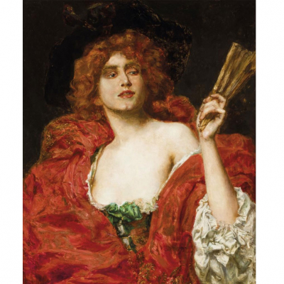 Camillo Melnick.   &quot;Belleza pelirroja con abanico (1900)&quot;.