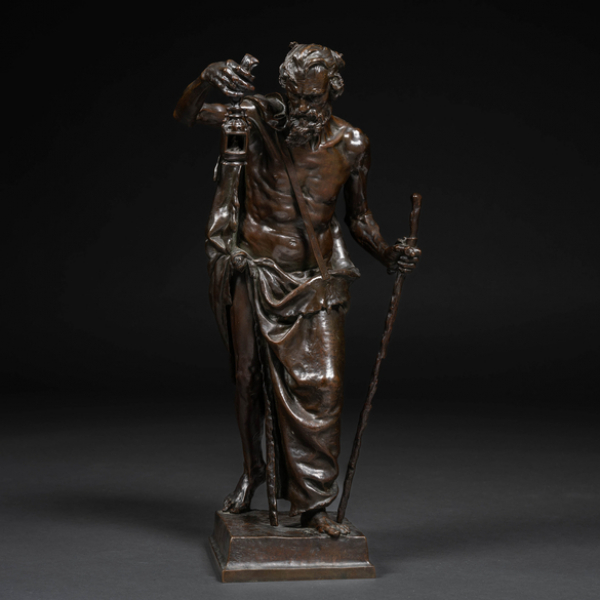 "Diógenes"  CLAUDIUS MARIOTON (París, 1844 -1919) Escultura en bronce.